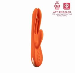 TERRI App-Controlled Kinky Finger Tapping Rabbit Vibrator-Orange