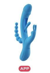 TRILUX App-Controlled Kinky Finger Rabbit Vibrator with Anal Beads-Blue