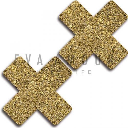 Glitter Gold Glittery Cross Pasties Set