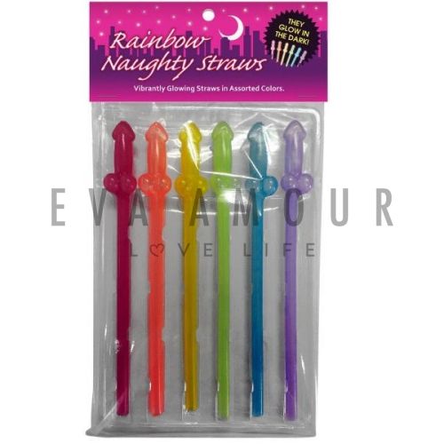 Glow-in-the-Dark Rainbow Naughty Straws