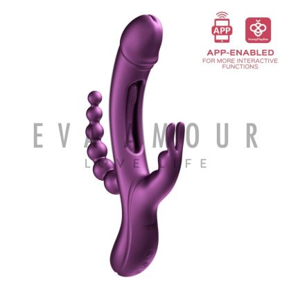 TRILUX App-Controlled Kinky Finger Rabbit Vibrator with Anal Beads-Purple