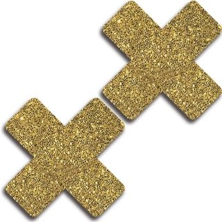Glitter Gold Glittery Cross Pasties Set