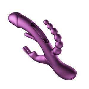 TRILUX App-Controlled Kinky Finger Rabbit Vibrator with Anal Beads-Purple