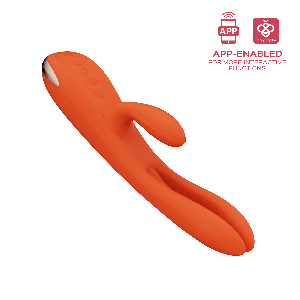 Terri - App-Controlled Kinky Finger Tapping Rabbit Vibrator-Orange